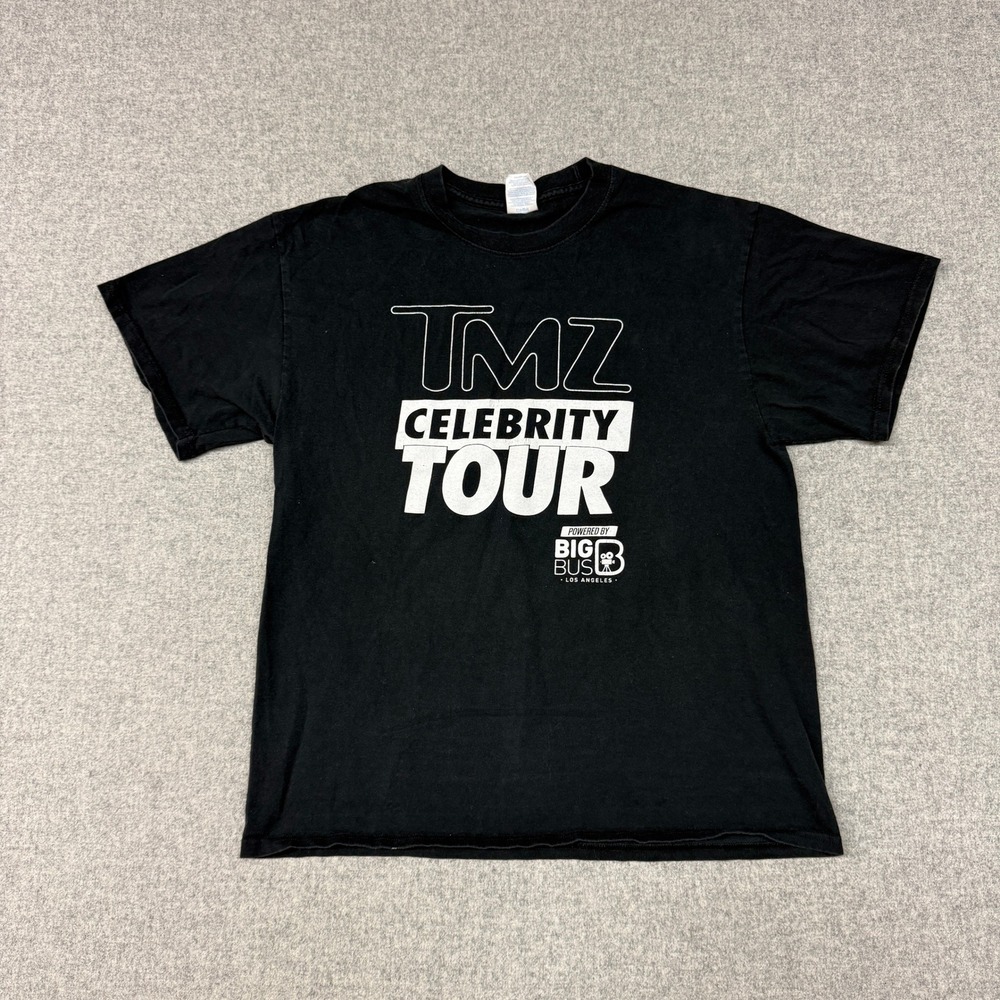 Port & Company TMZ Celebrity Tour Graphic T-Shirt Large Black Los Angeles Tee